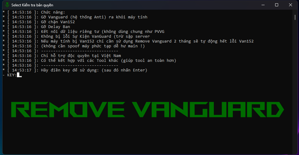 TOOL REMOVE VANGUARD LOL